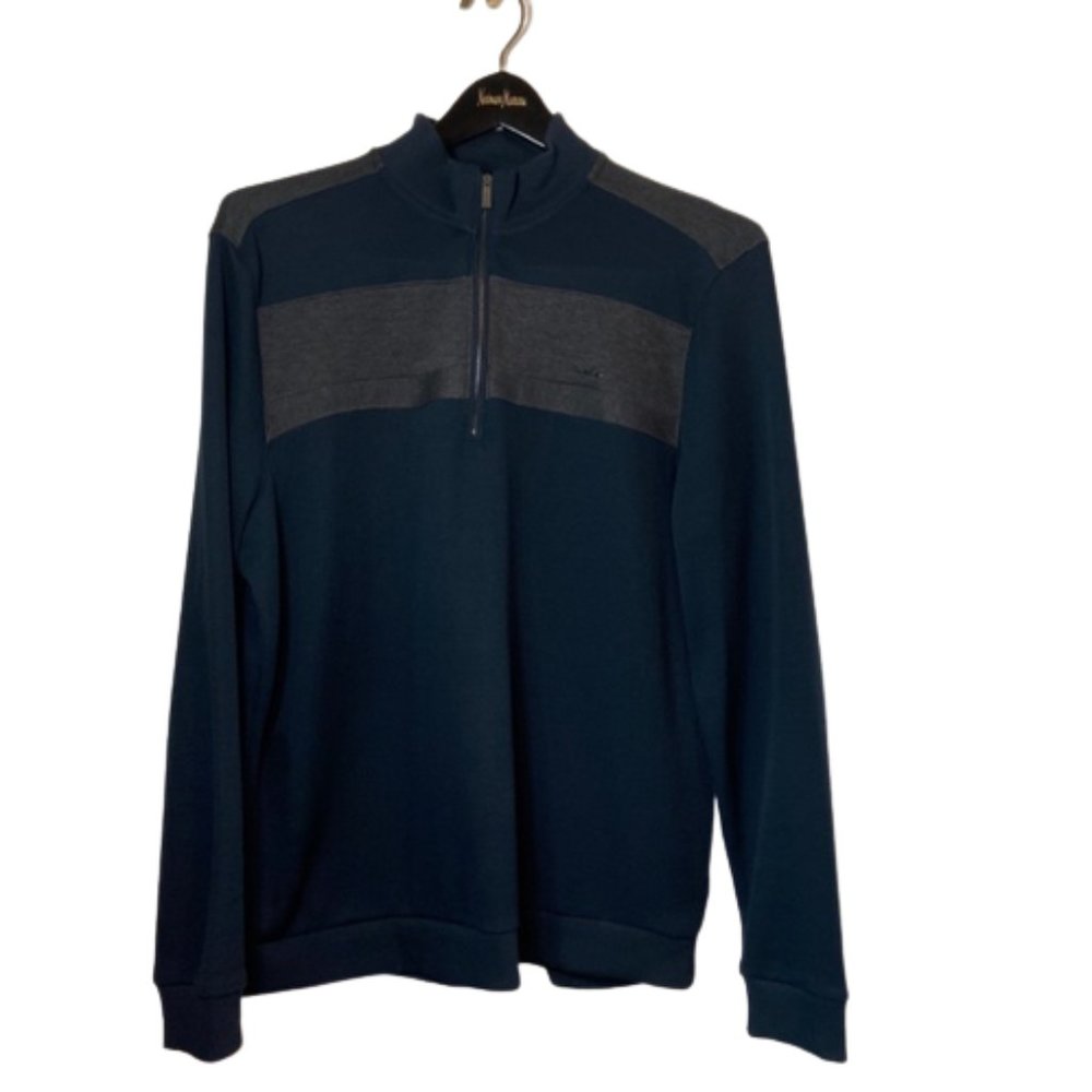 Calvin Klein Classic Sweater Men's Large Blue Quarter Zipper Sweatshirt Pullover